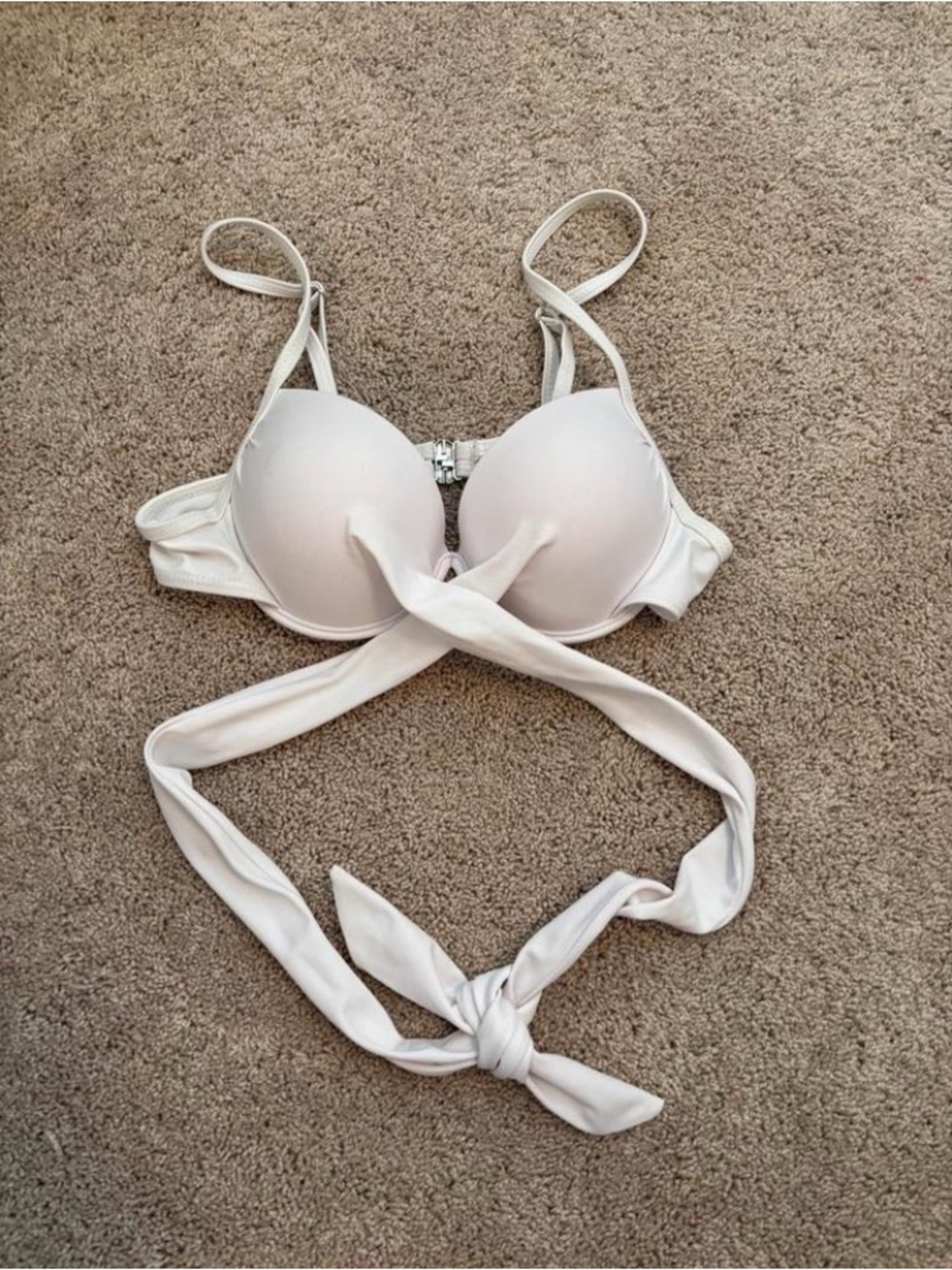 Women’s White Strappy Bikini Top with Wrap Detail